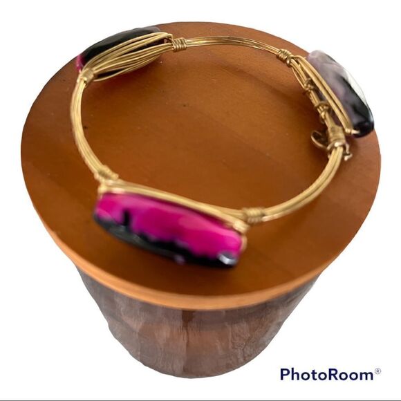 𝅺BAUBLEBAR handcrafted beautiful triple stones with gold wire bracelet - Picture 3 of 5